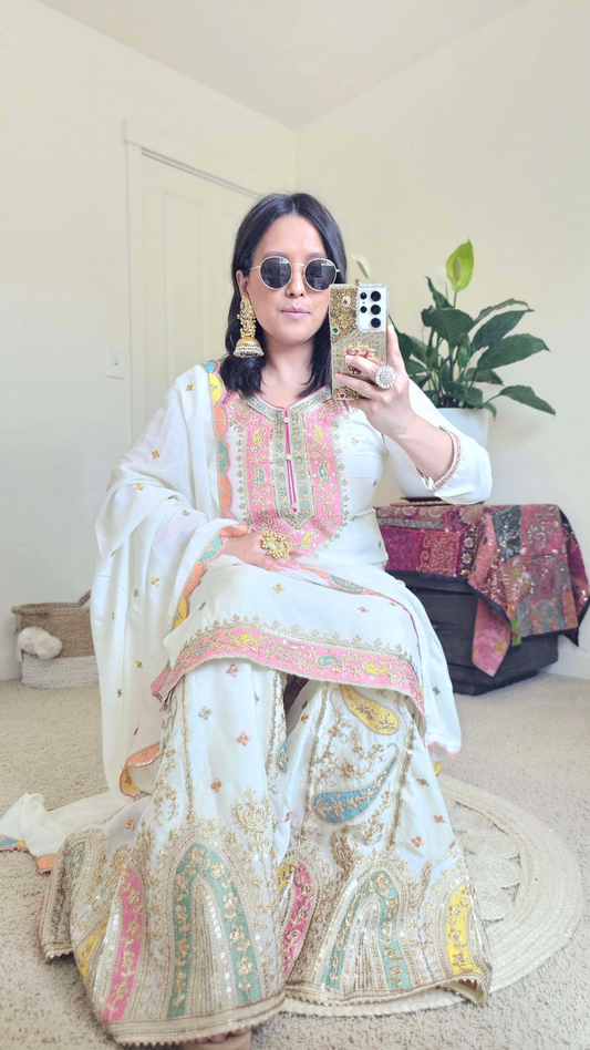 MAIYA SHARARA OFF-WHITE