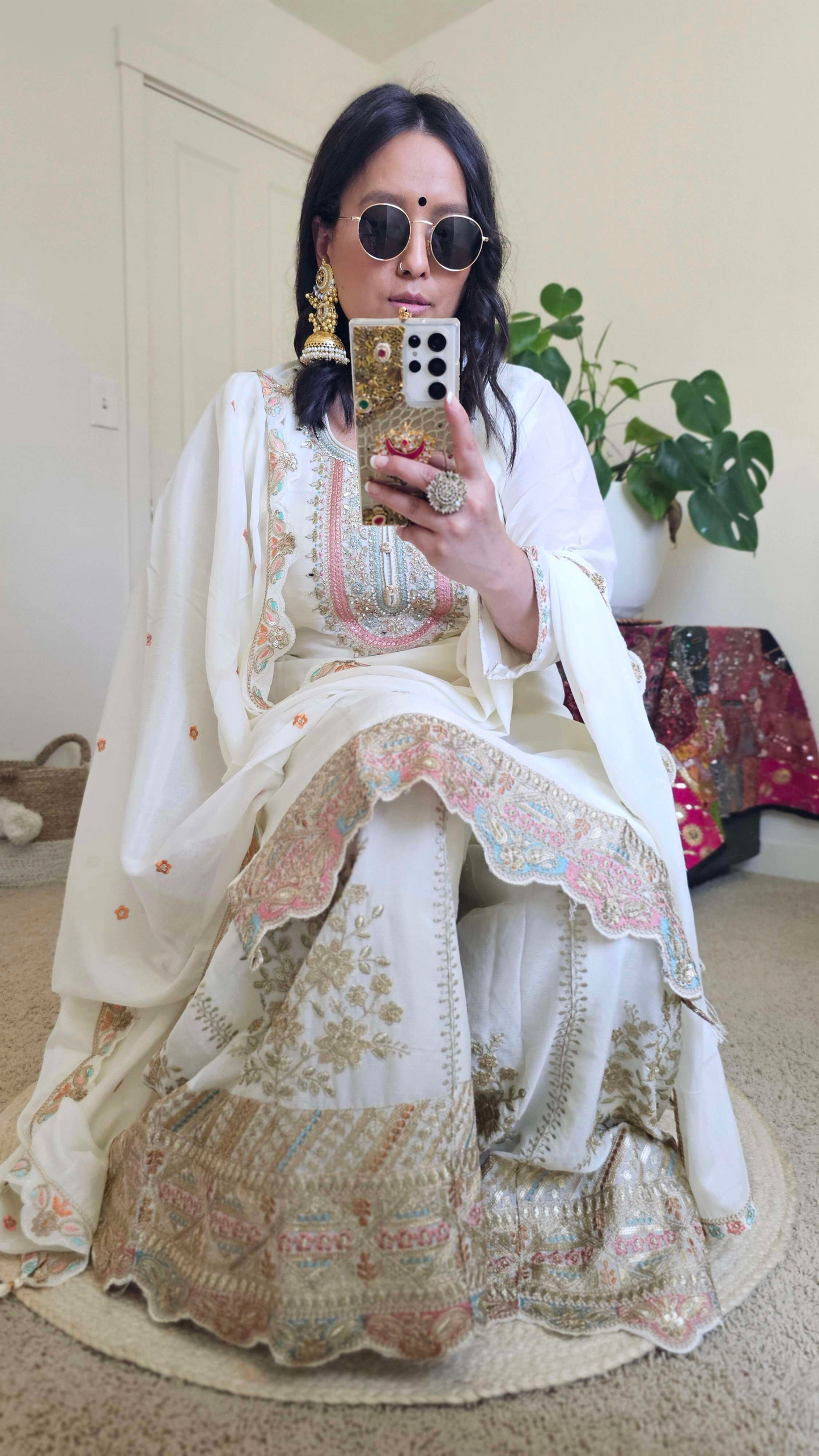 PRIYA SHARARA OFF-WHITE