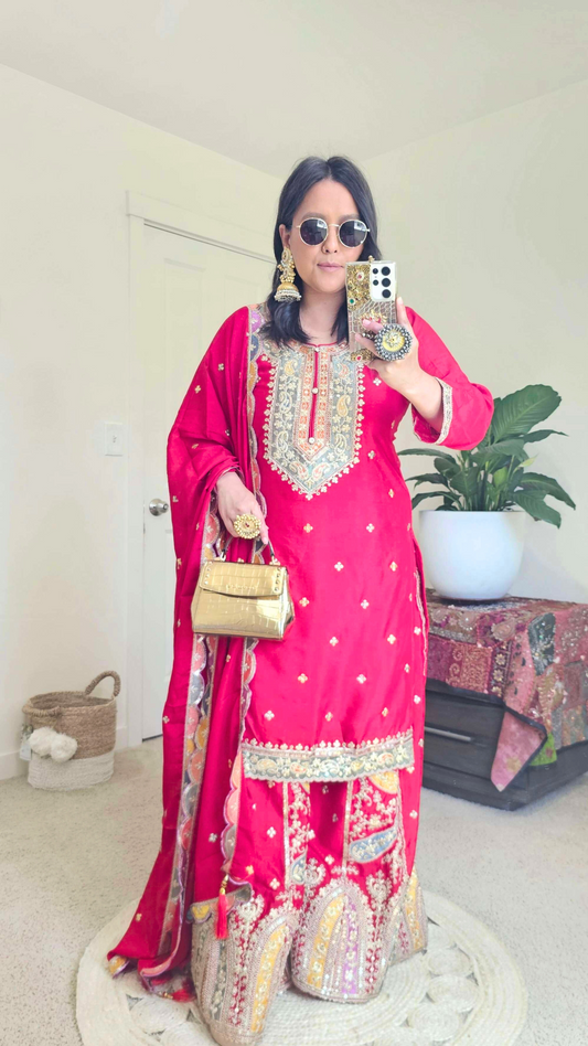 MAIYA SHARARA RED