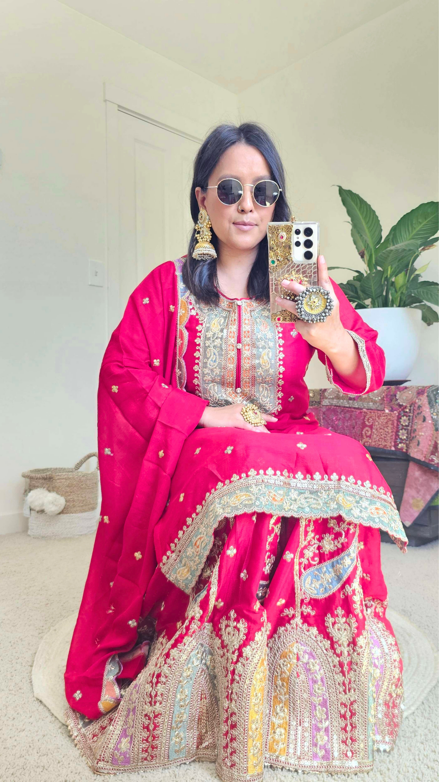 MAIYA SHARARA RED