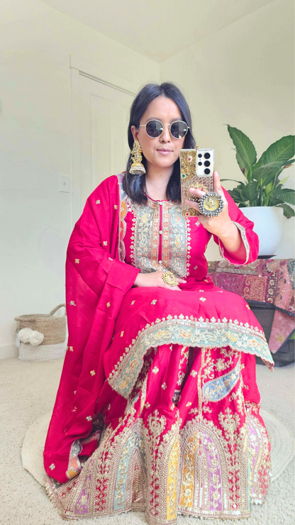 MAIYA SHARARA RED