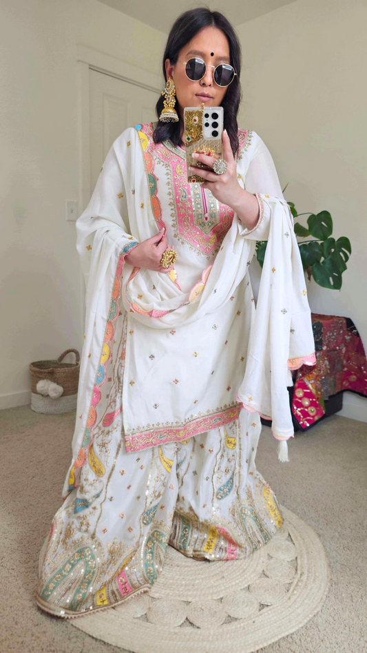 MAIYA SHARARA OFF-WHITE