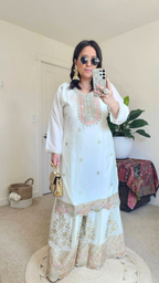 PRIYA SHARARA OFF-WHITE